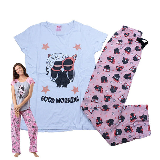 Max Lara, Women's Cotton Printed Night Suit - Dreamer Owl, Available in Different Sizes