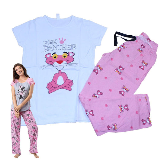 Max Lara, Women's Cotton Printed Night Suit - Pink Panther, Available in Different Sizes