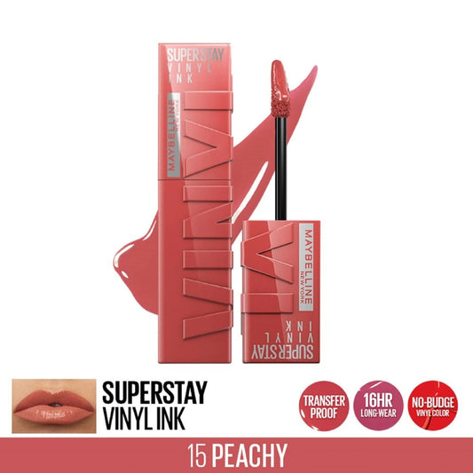 Maybelline New York, Superstay Vinyl Ink Liquid Lipstick 15 Peachy (11.26*30)