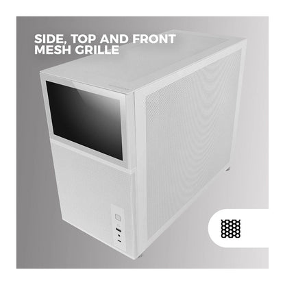 Mars, Gaming Mc-Lcd, Micro-Atx Case, 8' Ips Lcd Screen, Tempered Glass Window, Modular Panel Design, White