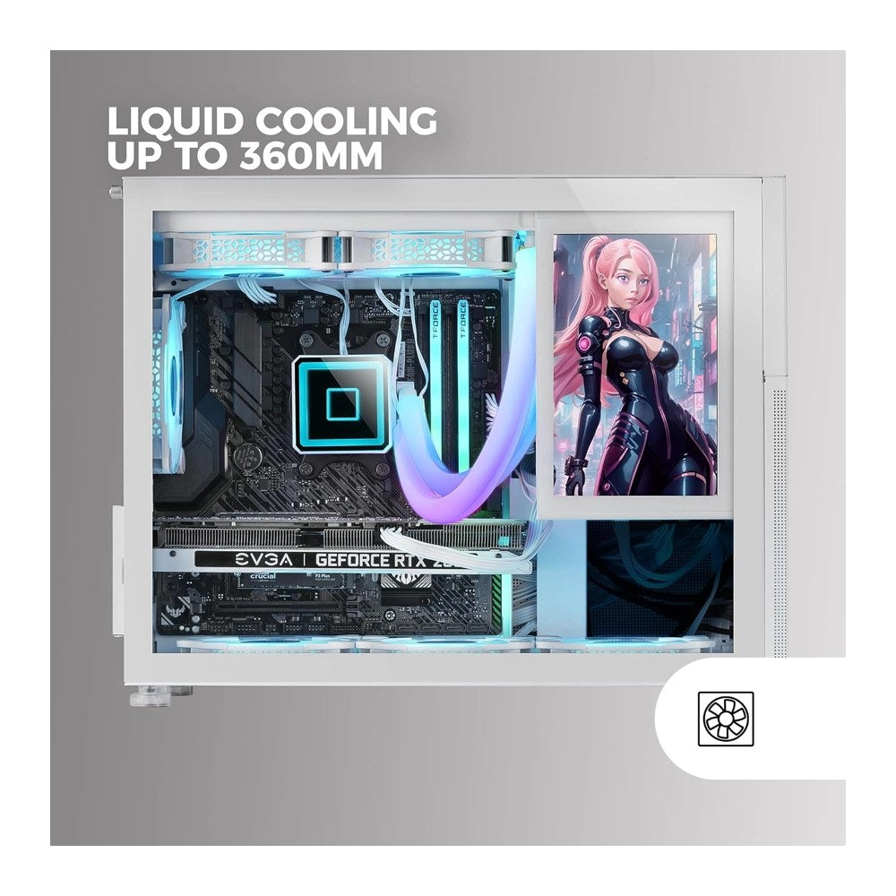 Mars, Gaming Mc-Lcd, Micro-Atx Case, 8' Ips Lcd Screen, Tempered Glass Window, Modular Panel Design, White