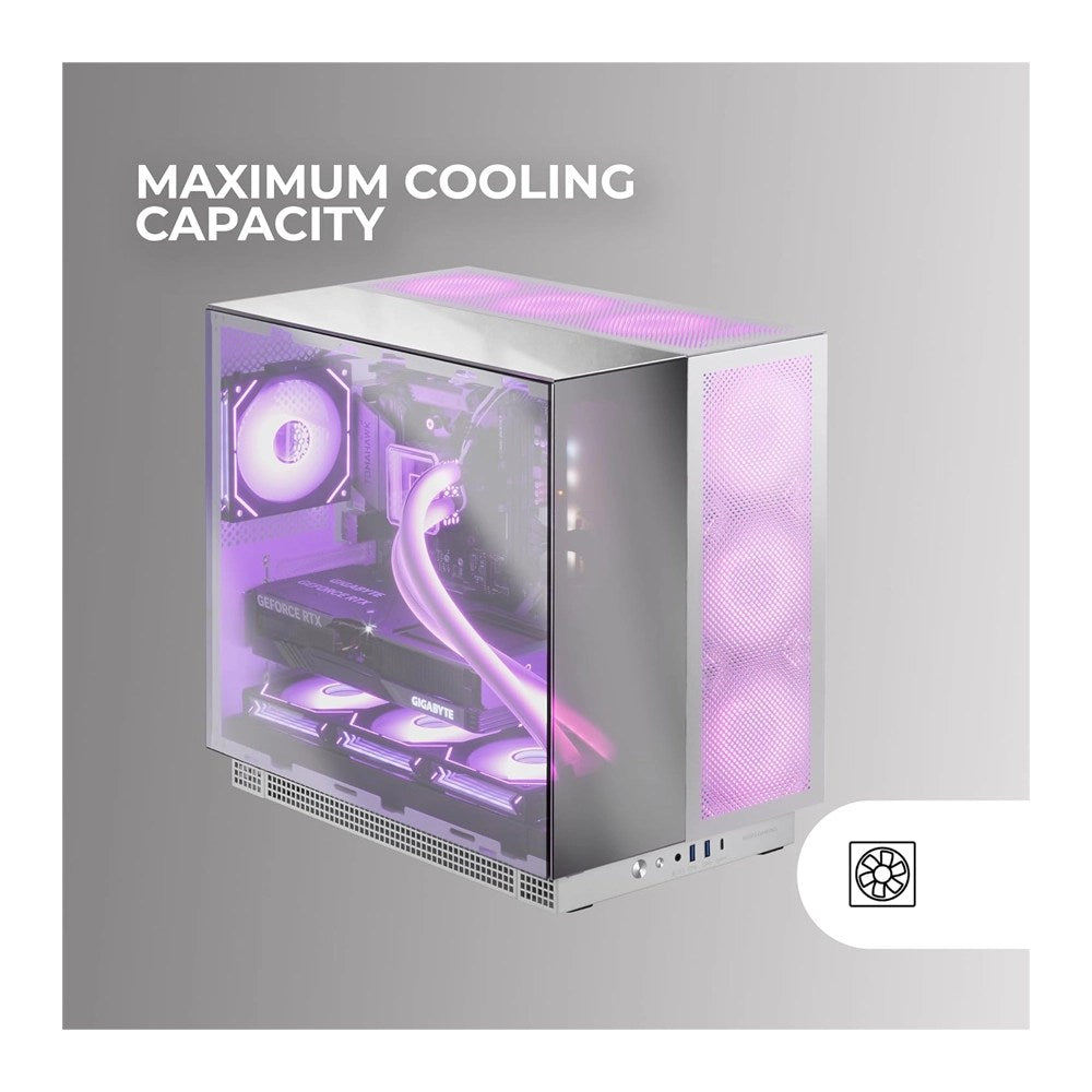 Mars, Gaming Mc-Nova3, E-Atx Computer Case, 3D Frameless Continuous Chromed Glass Panels, Full Liquid Cooling Support