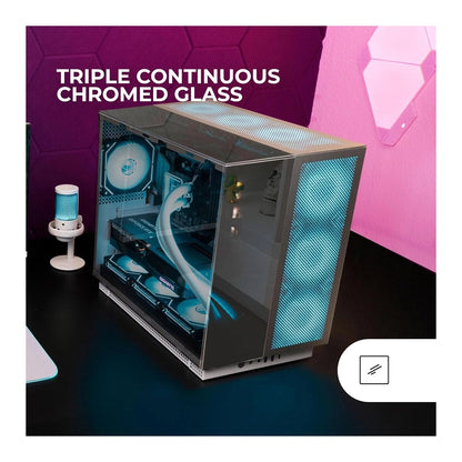 Mars, Gaming Mc-Nova3, E-Atx Computer Case, 3D Frameless Continuous Chromed Glass Panels, Full Liquid Cooling Support