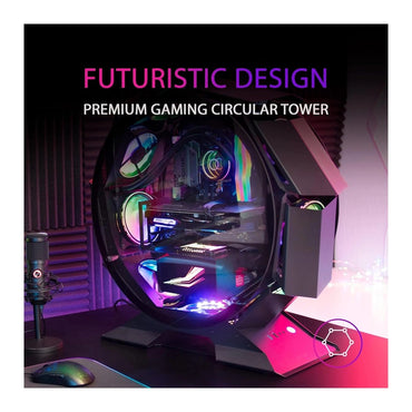 Mars, Gaming Mcorb Premium Custom Micro-Atx Case, Dual Glass, Round Shape, Available in Different Colors