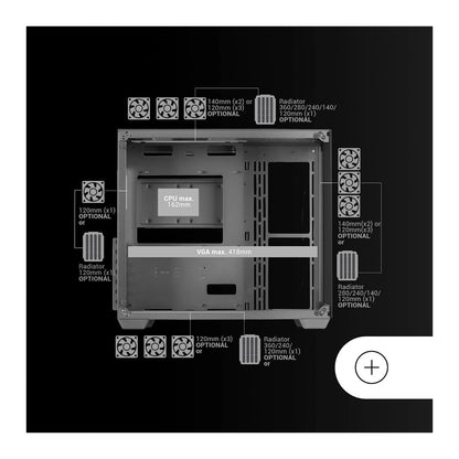 Mars, Gaming Mcv4 Xxl Premium Custom E-Atx Case, Frameless 90 Glass, Available in Different Colors