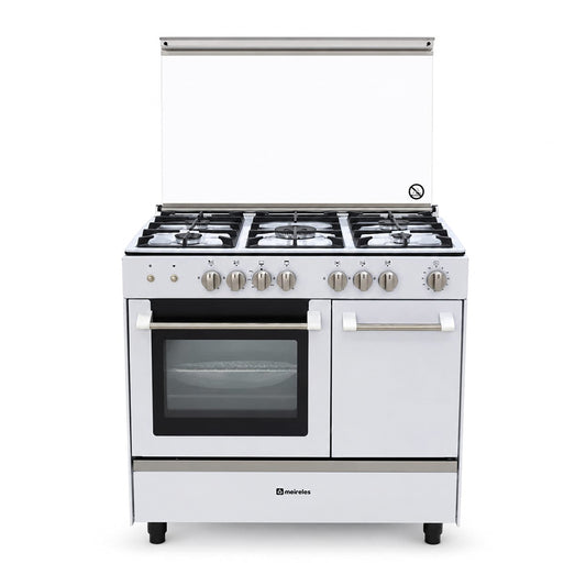 Meireles 90x60cm With Bottle Compartment, 5 Gas Burners - [Cast Iron White], MEI-G5006ADT