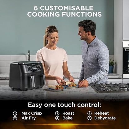 Ninja, Foodi Dual Zone Digital Air Fryer, 2 Drawers, 7.6L, 6-In-1, Uses No Oil, Air Fry, Af300