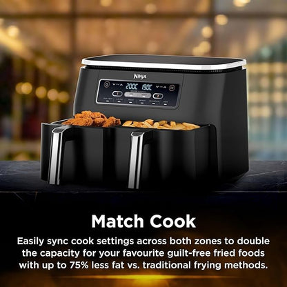Ninja, Foodi Dual Zone Digital Air Fryer, 2 Drawers, 7.6L, 6-In-1, Uses No Oil, Air Fry, Af300