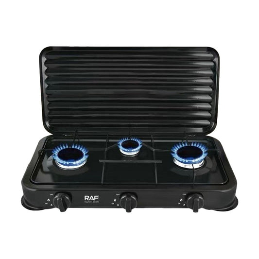 Raf, R-8035 Gas Cooktop, 3 Burner Gas Stove With Lid