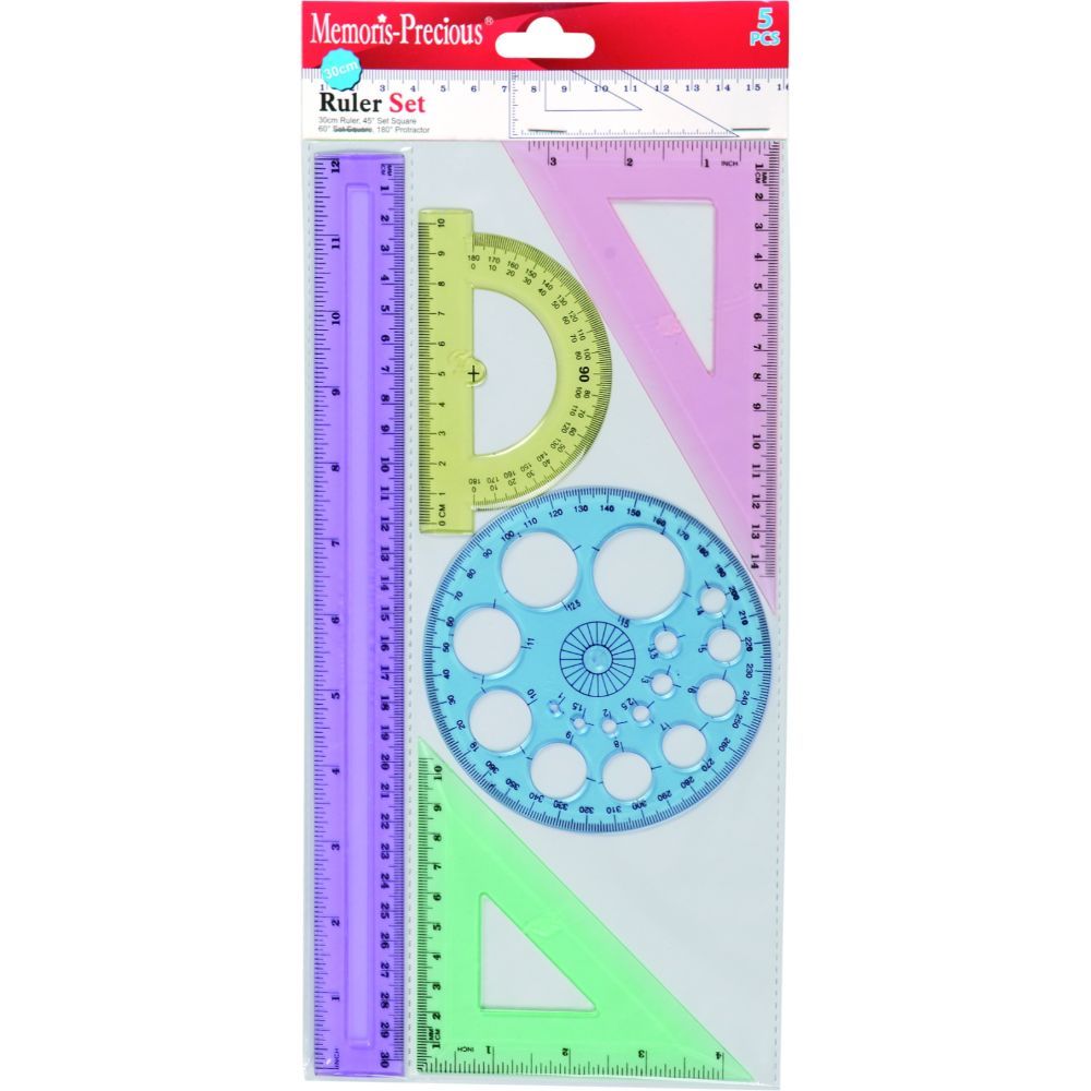 Memoris Precious, Ruler Set Of 5 Shapes, Mf2027, Multicolor
