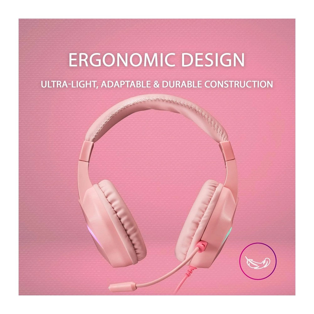Mars, Gaming Mh122 Frgb Headphones+Mic, Hifi, Noise Cancel, Universal Compatibility, Pink