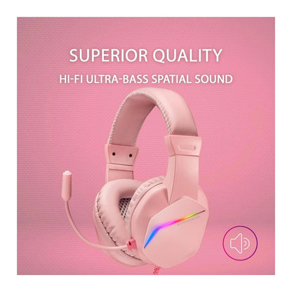 Mars, Gaming Mh122 Frgb Headphones+Mic, Hifi, Noise Cancel, Universal Compatibility, Pink