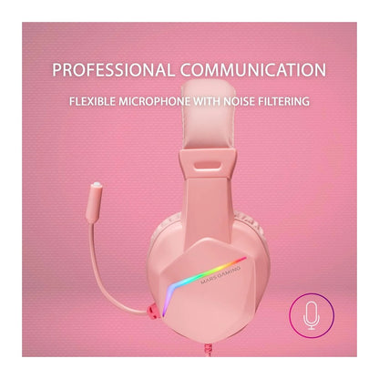 Mars, Gaming Mh122 Frgb Headphones+Mic, Hifi, Noise Cancel, Universal Compatibility, Pink