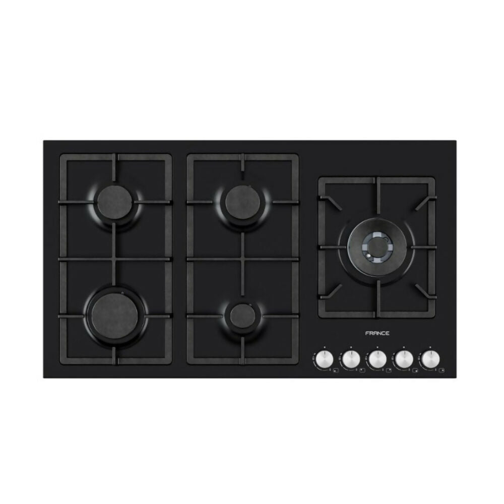 France Hob Glass 5 Direct Flame Burners [Black], FRN-VL905VRIQ