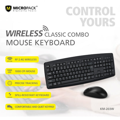 Micropack, Km-203W Classic Wireless Combo Keyboard & Mouse