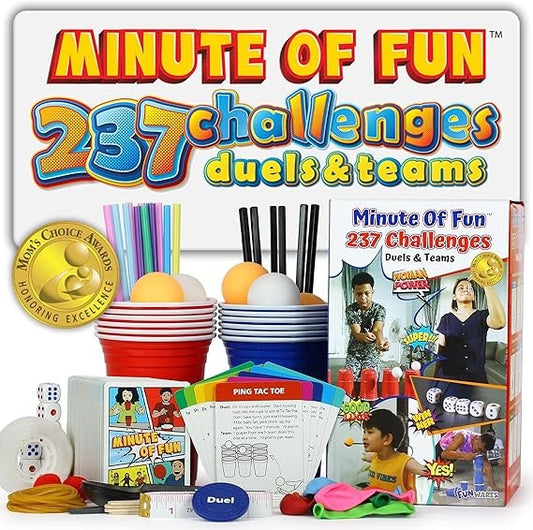 Funwares Minute Of Fun Game - Minute To Win It Games For Kids, Adults, Teens, Families, Game Night, Gift For Home, Birthdays, Or Travel. 2-12 Players! Original Edition, 237 Challenges