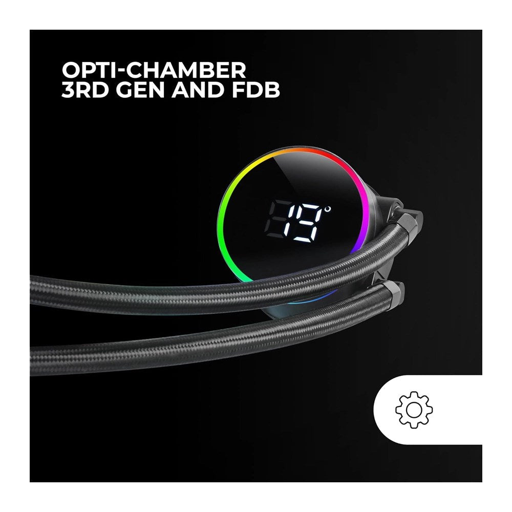 Mars, Gaming Ml-Lcd240, Watercooling Aio 500W Tdp, 2X Fdb Argb Fans, Lcd Temperature Display, Black