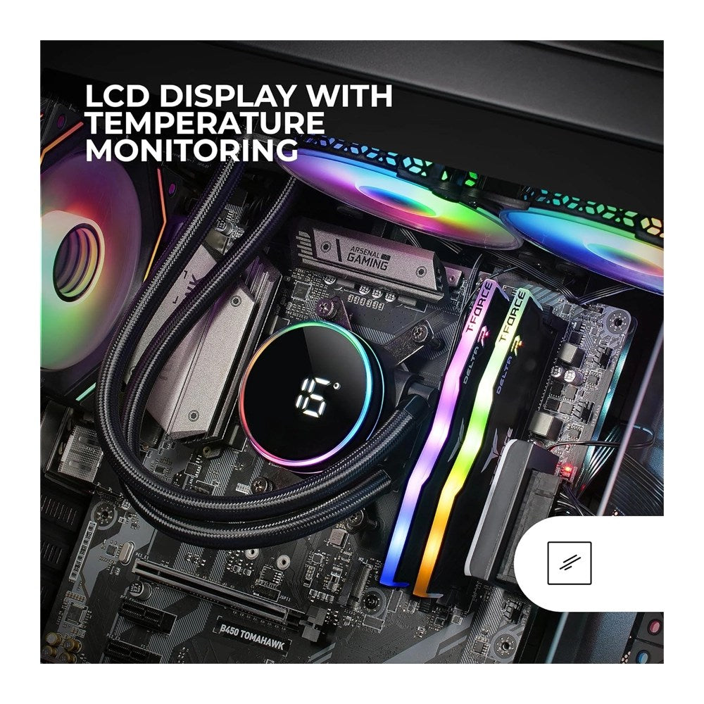 Mars, Gaming Ml-Lcd240, Watercooling Aio 500W Tdp, 2X Fdb Argb Fans, Lcd Temperature Display, Black