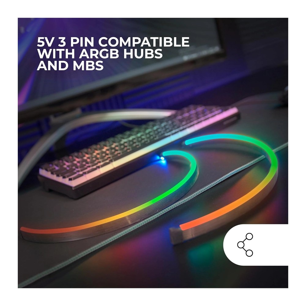 Mars, Gaming Mlt-Two, 2X 400Mm Neon Rgb Led Strip Kit, 5V 3 Pin, Argb Hub And Mb Compatible