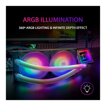 Mars, Gaming Ml-Ultra240 Watercooling Aio, Full Argb, Argb Tubes, Infinity Mirror, 500W Tdp, Available in Different Colors
