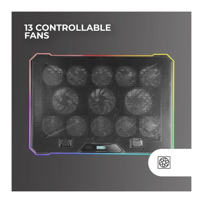Mars, Gaming Mnbc13, Argb Notebook Cooler & Stand, 13X Fans, Lcd Control Screen, Phone Holder, Up To 17', Available in Different Colors