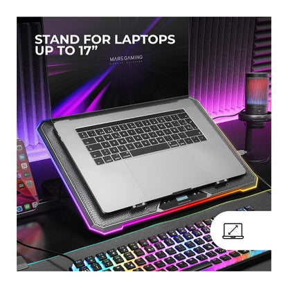 Mars, Gaming Mnbc13, Argb Notebook Cooler & Stand, 13X Fans, Lcd Control Screen, Phone Holder, Up To 17', Available in Different Colors
