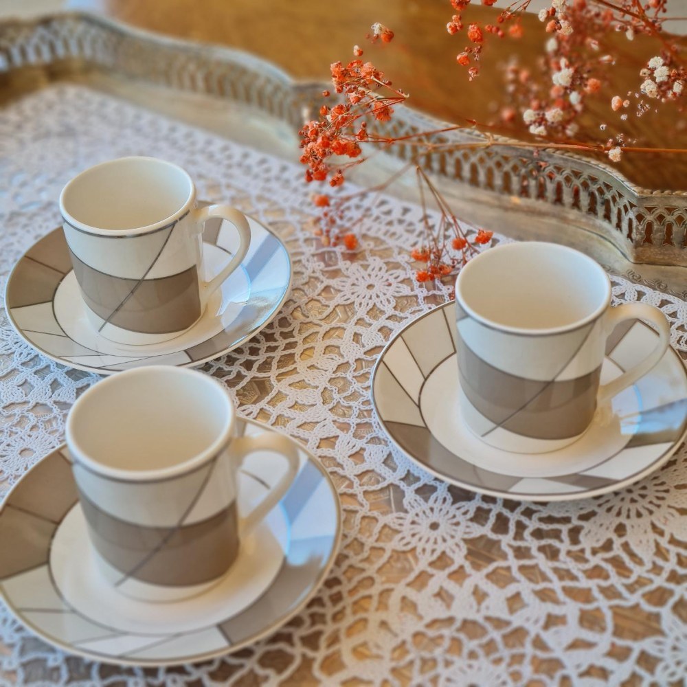 La Perla, New Bone China Coffee 6 Cups 90Cc With Saucers In Gift Box