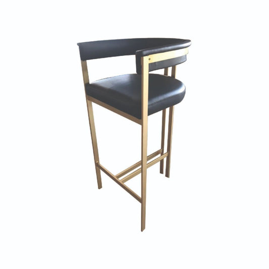 Mobili Casa, Bar Chair Gold Stoolwith Black Leather