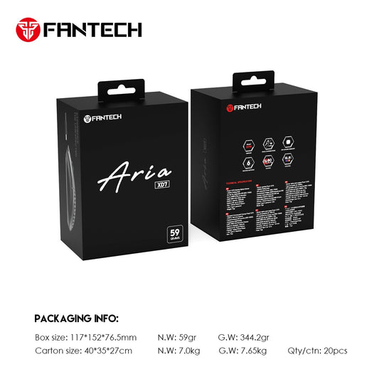 Fantech, Xd7 Aria Go, 3 Mode Connection Wired, Bluettoth & Wireless, 26000Dpi, Ultra Light Weight, Built-In Rechargeable Battery, Pro Gaming Mouse