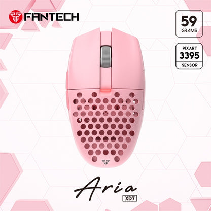 Fantech, Xd7 Aria Go, 3 Mode Connection Wired, Bluettoth & Wireless, 26000Dpi, Ultra Light Weight, Built-In Rechargeable Battery, Pro Gaming Mouse