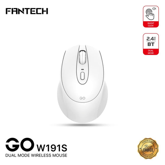 Fantech, W191S Go: Dual Mode Bluetooth & Wireless Mouse, Silent Click, Can Connect To 2 Devices Simultaneously