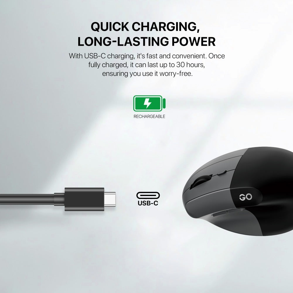 Fantech, W195R Go Comfy, Vertical Mouse, Dual Mode Bluetooth & Wireless, Silent Click