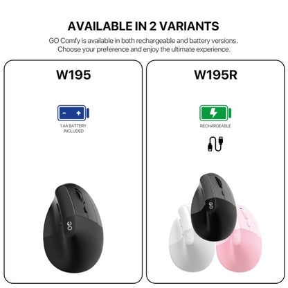 Fantech, W195R Go Comfy, Vertical Mouse, Dual Mode Bluetooth & Wireless, Silent Click