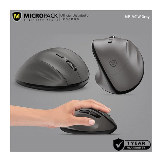 Micropack, MP-V01W Silent, 1600Dpi, Ergonomic Wireless Mouse, Maximum Comfort Reduce palm fatigue when use for long time, Available in Different Colors
