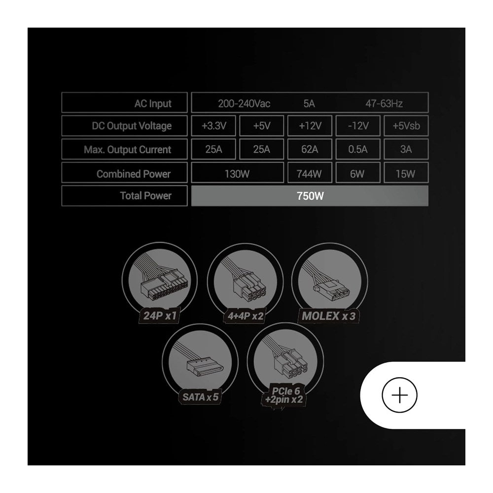 Mars, Gaming Mpb750Si, 750W Psu, Dc-Dc & Smd Tech, 80Plus Bronze, Active Pfc, Ultra Silent Ai2-Rpm & 12Cm Si Copper Fan, 7 Years Warranty