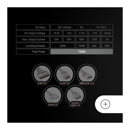 Mars, Gaming Mpb750Si, 750W Psu, Dc-Dc & Smd Tech, 80Plus Bronze, Active Pfc, Ultra Silent Ai2-Rpm & 12Cm Si Copper Fan, 7 Years Warranty