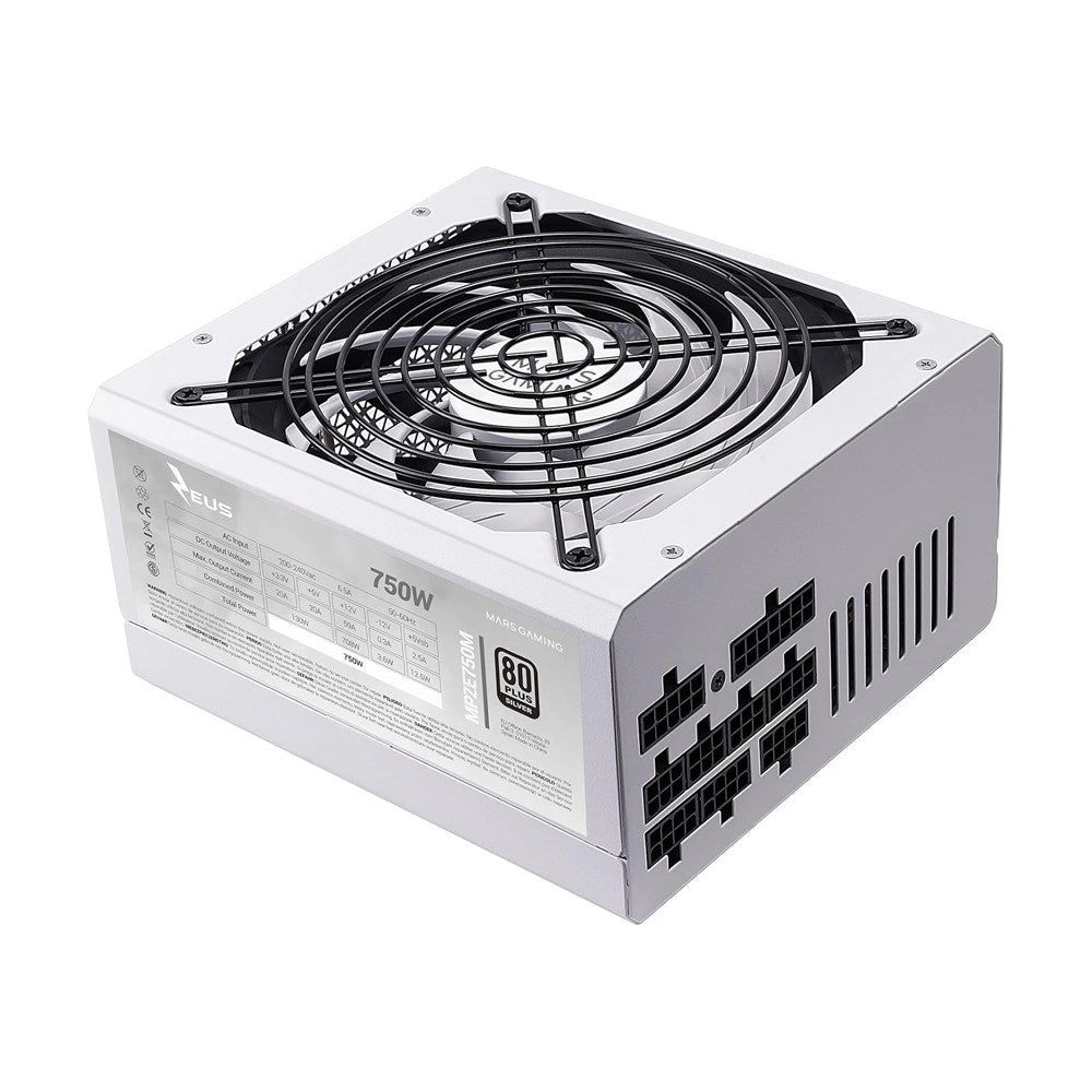 Mars, Gaming Mpze750M, Dc-Dc 750W Full-Modular Psu 80Plus Silver, +87% Ef, Ai-Rpm 14Cm Fan, Japanese Capacitors, 10 Years Warranty, Full White