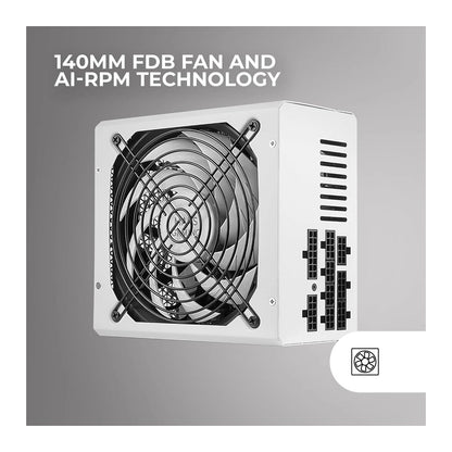 Mars, Gaming Mpze750M, Dc-Dc 750W Full-Modular Psu 80Plus Silver, +87% Ef, Ai-Rpm 14Cm Fan, Japanese Capacitors, 10 Years Warranty, Full White
