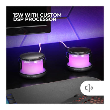 Mars, Gaming Ms-Aura, Bluetooth 5.3 Rgb 360? Mini Speaker, 15W Custom Dsp Chipset, Control Box, Available in Different Colors