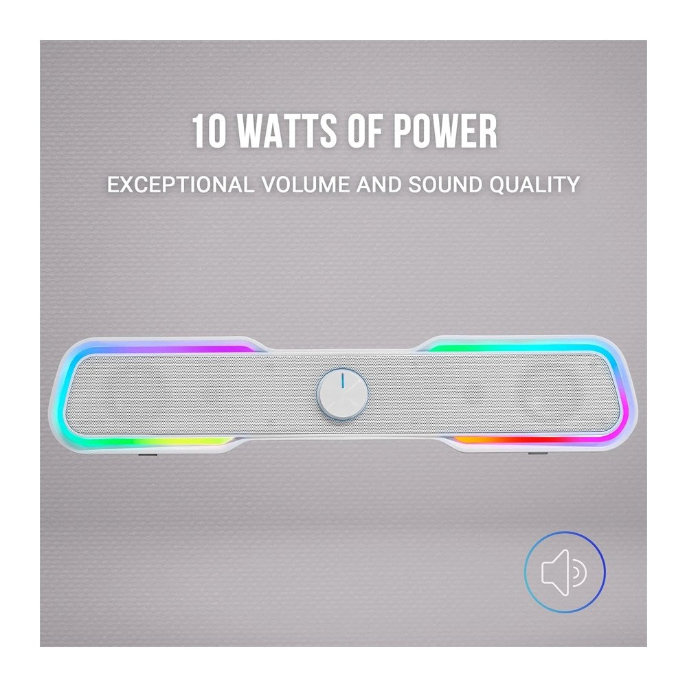 Mars, Gaming Msbxw Rgb Soundbar 10W Usb, Jack + Bluetooth 5.0, Dynamic Rgb, White