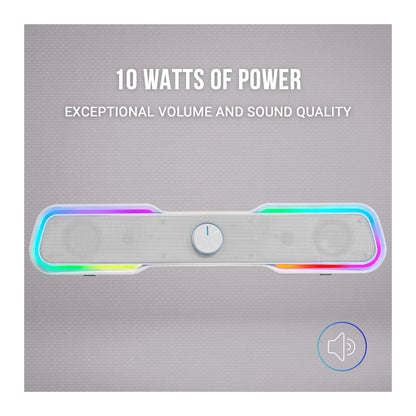 Mars, Gaming Msbxw Rgb Soundbar 10W Usb, Jack + Bluetooth 5.0, Dynamic Rgb, White