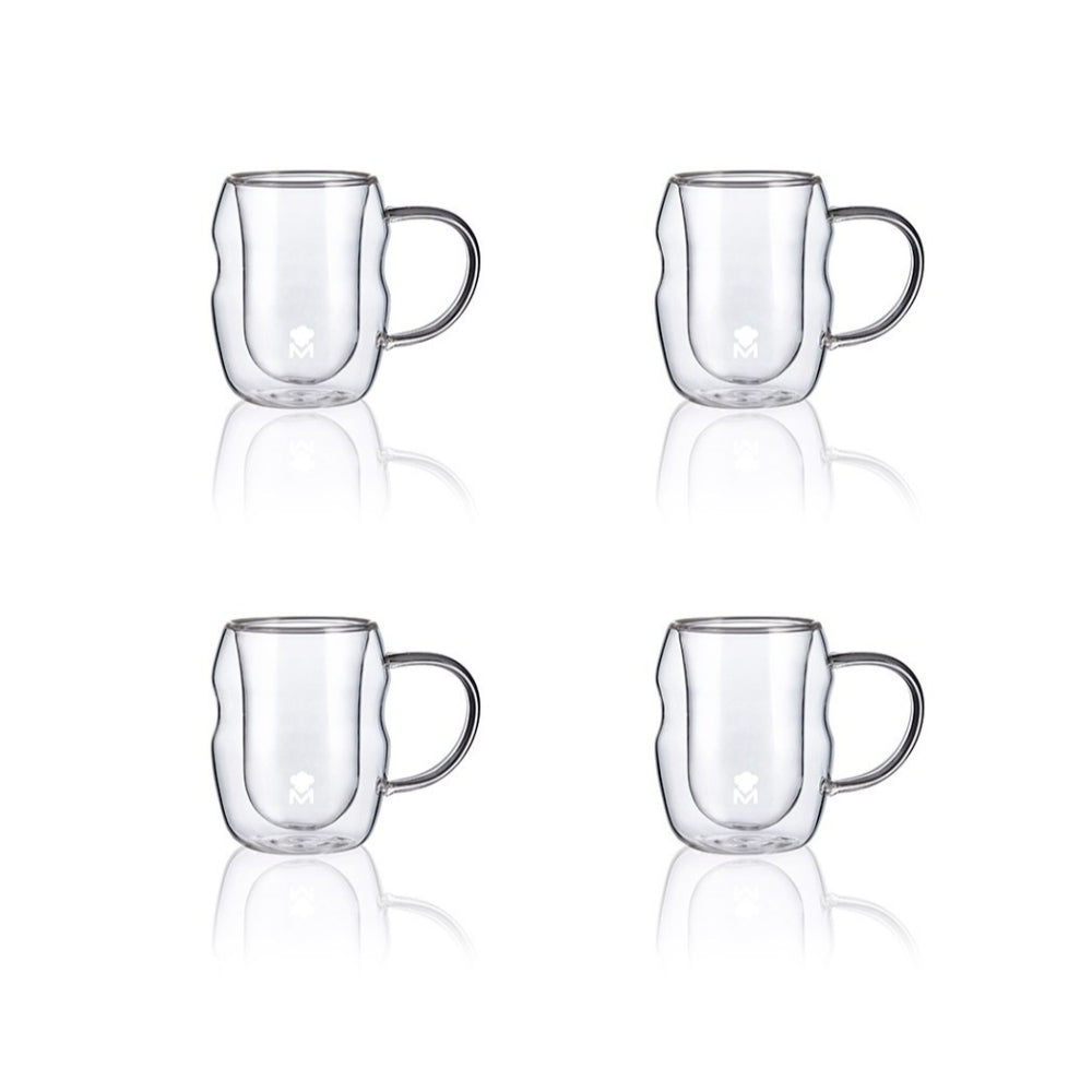 MASTERPRO 4Pc Shot Set 50ML Borosilicate Double Wall, MSTR-BGMP20209