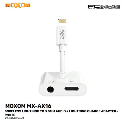 Moxom, MX-AX16, Wireless Lightning to 3.5MM Audio + Lightning Charge Adapter