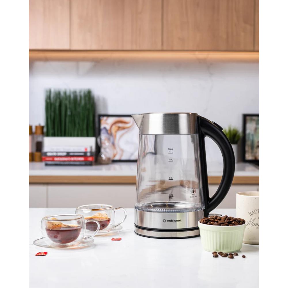 Nutricook Electric Glass Kettle  1.7L, Double-Wall, Heavy-Duty Design, Elite Durability, NC-GK100