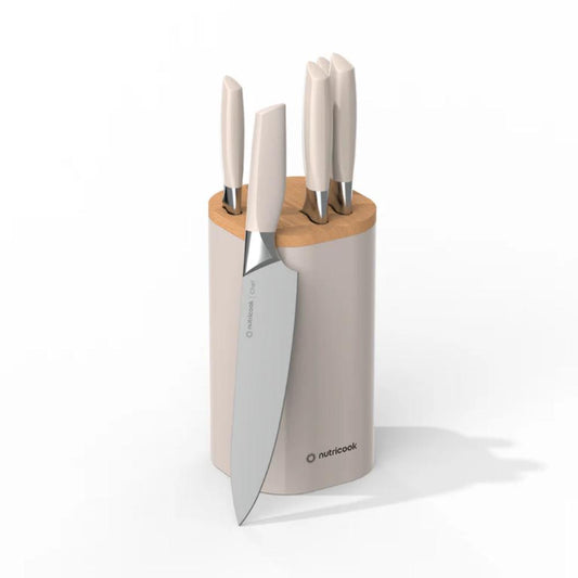 Nutricook Everyday 6-Piece Knife Set, Precision Stainless Steel Blades - Beige,  NC-KB150BG