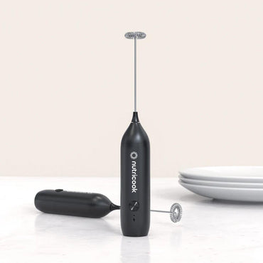 Nutricook Rechargeable Milk Frother, USB-C, Stainless Steel Whisk, Black, NC-MF100ME