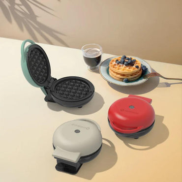 Nutricook Mini Waffle Maker 350-400W, Healthy Ceramic Coating, Quick Heat - Beige, NC-WM100BG
