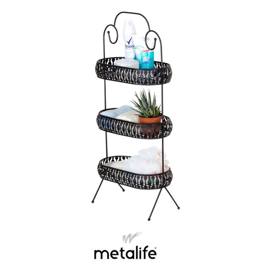 Metalife, Oval Triple Tier Basket / Black