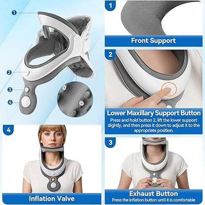 OrthoLife, Cervical Neck Traction Device, Neck Brace For Neck Pain And Support, Adjustable Inflatable Pads, Neck Stretcher To Correct Cervical Vertebrae, Restricting Cervical Motion