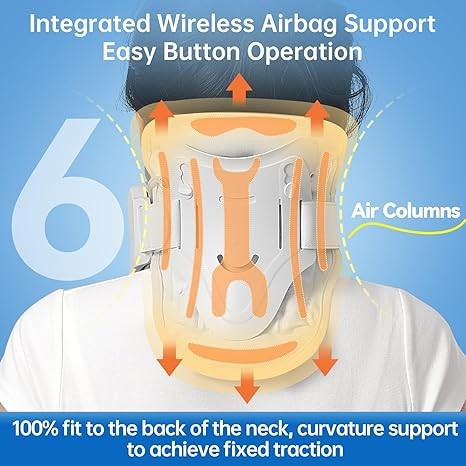 OrthoLife, Cervical Neck Traction Device, Neck Brace For Neck Pain And Support, Adjustable Inflatable Pads, Neck Stretcher To Correct Cervical Vertebrae, Restricting Cervical Motion
